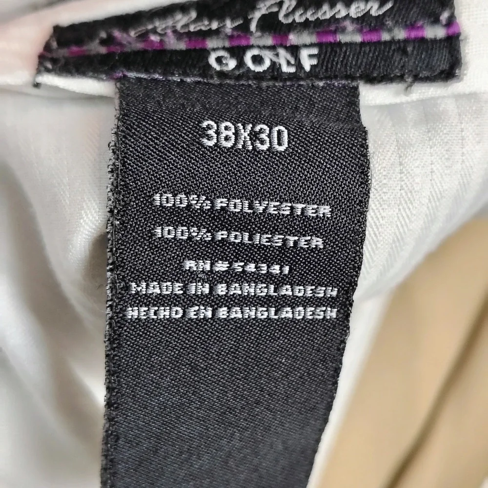 Alan Flusser Mens 38X30 Golf Pleated Cuffed Dress Pants Tan Khaki Preppy Classic
